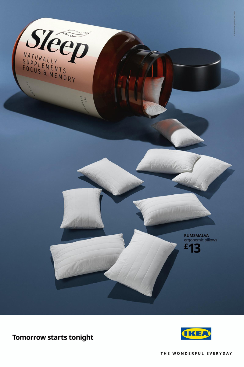 將睡眠床品制成抗衰老產(chǎn)品，宜家平面喊你今晚早點(diǎn)睡